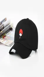 Nuevo 100% algodón japonés Anime papá sombrero Uchiha familia Logo bordado gorras de béisbol negro Snapback sombrero Hip Hop para mujeres Men1101566
