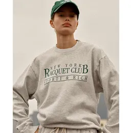 24ss Sporty Rich Sweatshirts Designer Pullover Pullover New York Letter Print Innenfleecepullover Damen Rundhals-Hoodie