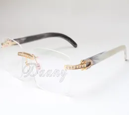 Novas armações quadradas sem moldura T3524012 lentes brancas naturais chifres mistos óculos tamanho 5618140mm armações para homens e mulheres 1207658