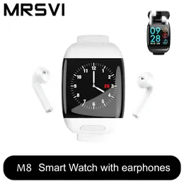 سماعات الأذن 2IN1 M8 SMART WATCH مع BT TWS Earphone Sport Rate Monitor Monitor Writband G36 Wireless Earbud PK T89 M1 M6 M7