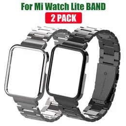 Tillbehör 2st Metal Case Watch Strap For Xiaomi Mi Watch Lite Armband Rostfritt stål armband för Xiaomi Redmi Watch 2/2 Lite Bands