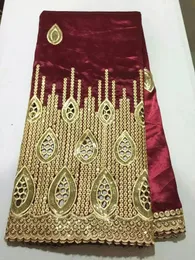 Tkanina 5 jardów/działka luksusowe złote cekiny dekoracja koronka z winem afrykański george koronkowy tkanina do odzieży imprezowej OG401