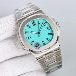 Orologio da uomo con movimento inciso PP automatico meccanico in acciaio inossidabile trasparente Tiffanyco quadrante blu orologi da uomo orologi da polso sportivi con scatola