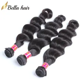 Trame Capelli Vergini Peruviani Trama Estensioni Del Tessuto Colore Naturale Fasci di Capelli Vergini Sciolti Onda Profonda 3 PZ Bellahair All'ingrosso All'ingrosso