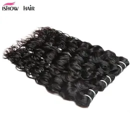 Wątki Ishow hurtowe 8a Water Fael Virgin Hair Bundles Wheel 3pcs 100% nieprzetworzone brazylijskie peruwiańskie indyjskie przedłużenia dla WO