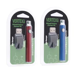 Färgglada lo Vertex Batterier Charger Kit 900mAh PENS CALLTRONGE Tjock oljejusterbar spänning Förvärm Batteri Fit 510 trådatomizer med blisterbox