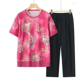 Tute da donna Fdfklak Set estivo a due pezzi per donna T-shirt allentata a maniche corte Corea Abiti moda Conjuntos Femininos Elegantes