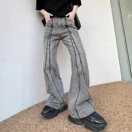 Весенние мужские джинсы в Корейском стиле с индивидуальным дизайном на молнии, повседневные свободные мужские джинсы на молнии, мужские размеры S-XL 240102