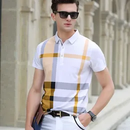 TPJB MEN POLO SHIRT Plaid Summer Fashion Tops Classic Casual Sleeves Shorts Short Plant Cotton Business Derts 240103