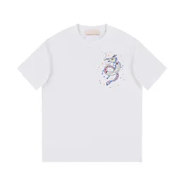 Camisa masculina verão minimalista camiseta com padrão de desenho animado impresso série ano dragão preto e branco estilo casal de cor dupla