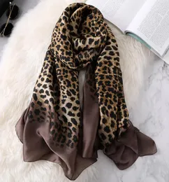 Luxo feminino ombre leopardo dot lenço de seda natural senhora moda impressão xales e envoltórios pashmina foulards bandana hijab snood 2010181292859