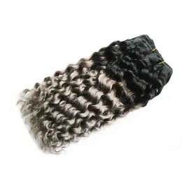 Wefts T1B/Gray two tone ombre brazilian hair deep wave 100g grey hair weave bundles 1pcs brazilian hair weave bundles