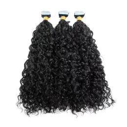 Wefts 4B/4C Bant İnsan Saç Uzantıları Makinesi Remy Brezilya Kıvırcık Doğal Ciltli Atk Bantında Yapışkan Görünmez 80 PCS Platinum Jyz