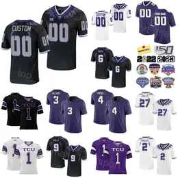 Männer College Football TCU Horned Frogs Jersey University 4 Chandler Morris 9 Emani Bailey 2 Trey Sanders 84 Warren Thompson 7 JP Richardson 10 Josh Hoover Uniform