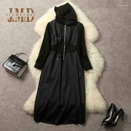 Casual Dresses Jiumeidai Brand Women Spring Autumn Dress Girl Patchwork Demin Hooded High Quality Femalee Outwear Clothes