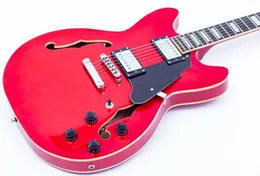 Grote Red Maple Semi Hollow 335 Style Jazz Electric Guitar med F Holes 2023