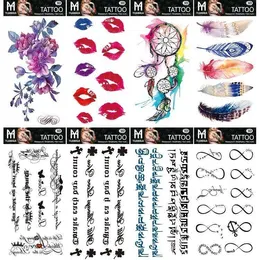 Lip Dream Catcher Feather English Letter Sanskrit Back Eight Character Water Transfer Waterproof Tattoo Sticker D Color Sticker