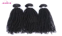 Fasci di tessuto brasiliano per capelli vergini ricci Non trasformati brasiliani Afro crespi ricci estensioni dei capelli umani Remy 3 pezzi / lotto Nero naturale7803604