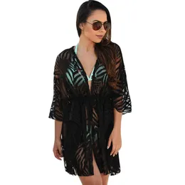 Roupa de banho 2016 nova praia coverup sexy preto branco animal impressão cordão biquíni maiô cobrir mulheres vestido de verão beachwear