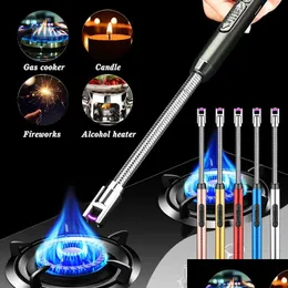 Küchenfeuerzeuge 360 ° Outdoor-Feuerzeug USB wiederaufladbar tragbare elektronische Lichtbogenkerzen Gasherde winddichte PSE-Zündpistole Drop De Dhmx8