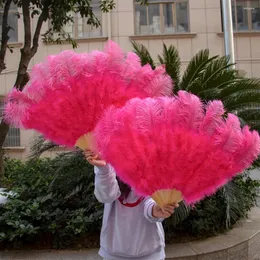 Dekorative Figuren Großhandel mit natürlichen Straußenfedern, große Fächer für Zuhause, zusammenklappbar, 90–130 cm, Plumas, Handhandwerk, Karneval, Bühnentanz