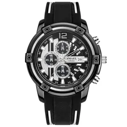 SMAEL Relogio Masculino Smael cinturino in caucciù orologio al quarzo moda uomo SL-9081 quadrante fine pulsante Pin 30M orologio da polso impermeabile236r