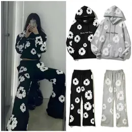 Harajuku Gothic Y2K Tears Hoodie Pants Designer Denim Men Sweatpants Oversized Sweat Hoody Hip Hop Hooded