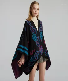 Halsdukar vintage blommor poncho mantilla kvinnor pallium varma chal sjalar höst vinter cape halsduk mjuk kvinnlig mujer bufanda12371857