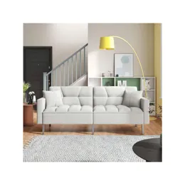 Meble do salonu nowoczesne lniane tapicerowane kabrioletowe składane futon sofa sofa upuszczenie dostawy do domu ogród dh6vl