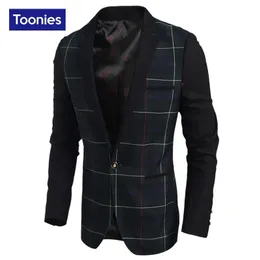 Blazer Großhandel 2017 Neueste Manteldesigns Herrenmantel Grün Schwarz Peachwork Anzüge Herren-Abschlussballanzüge Slim Fit Large Plaid