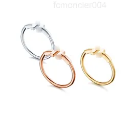 Band Rings t Home Jewelry 925 Silver v Gold Material Simple Fashion Commuter Enamel Double T-shaped Open Ring Z0rr E5BH