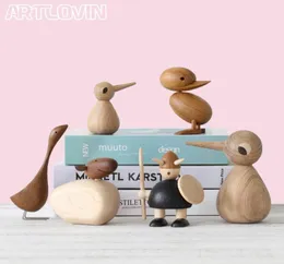 Nordico Gufo di legno Statua di animali Ornamenti BirdDuckGoose Casa di moda Decorazioni per il soggiorno Figura in legno Regali su grande T206514507