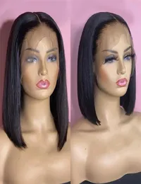 Straight Synthetic HD Lace Front bOB Wig Black Pelucas Simulation Human Hair Lacefront Wigs For Women 1016 inches Long RXG91642546229