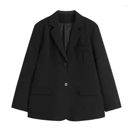 Damenanzüge UNXX 2024 Herbstankunft Blazerjacke im schwarzen britischen Stil Übergroßer Freizeitanzug Hochwertiges weibliches Top