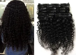 Peruvian clip in hair extensions 100g 100g 8pcs kinky curly african american clip in human hair extensions5734223