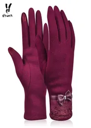 VBIGER Damen-Handschuhe, modisch, Spitze, Schleife, Touchscreen, weiblich, Winter, warme Handschuhe, elegante Beflockung, wärmer, Spitzenhandschuhe, Fäustlinge, S106828791