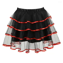 Röcke Rüschen Layered Korsett Erwachsene Bandbesatz Schwarz Organza Punk Tutu Rock Frauen Cosplay Kostüm Plus Size Mode Sexy Rot