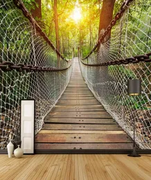 3d mural wallpaper Suspension Bridge 3D Landscape Wall Customized 3d landscape wallpaper living room papel tapiz para pared modern6026660