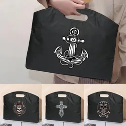 Pastas maleta moda portátil saco crânio impresso escritório bolsa de viagem conferência arquivo organizador tote unisex tablet