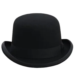 Kapelusze 4 size 100% wełny kobiety Mężczyźni Bowler Hat Pure Crushable Dome Fedora Hat Tradycyjna Billycock Groom Cap 220812