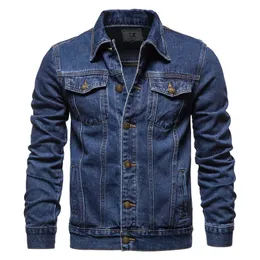 Весенние мужские однотонные джинсовые куртки с лацканами, модные мотоциклетные джинсовые куртки Hommes, облегающие хлопковые повседневные черные синие пальто 240103