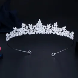 ThreeGraces Sparkling White Cubic Zirconia Elegant Flower Queen Crowns Tiaras Wedding Hair Accessories Jewelry for Brides HA027 240103