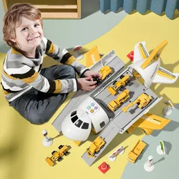 Temi Kids Airplane Car Toys Simulation Inertia Aircraft Music Stroy With Light Passenger Plan Diecasts Education Toy 240103