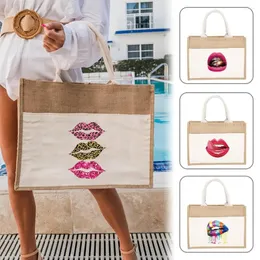 Shopping Bags Tote Reusable Sundries Linen Bag Ecofriendly Supermarket Mouth Series Large Capacity Picnic 2024