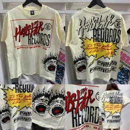 Hellstar T-Shirt Designer Neue Muster Kleidung Mode gewaschene Stoff Street Graffiti Buchfolie Druck Vintage Schwarz Lose Plus Size