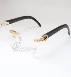 Direktförsäljande modeglasögonramar Spectacle Frame T3524012 Black Horns Retro Diamond Eyeglasses 5818140mm4907170