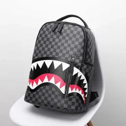 Sırt çantası sırt çantası erkekler seyahat çantası moda kafesi sırt çantası öğrenci okul çantası büyük kapasiteli köpekbalığı çantası sokak trend 230708