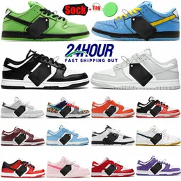 2024 Running Shoes Powerpuff power puff Low Black White Panda Girls Grey Fog Polar Blue dunkz dunkd dunkies Mens Womens Designer Sneakers Duncks Trainers