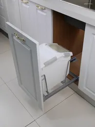 Kök förvaringsskåp dold inbäddad risbox dra korg dämpad skena ut inbyggd förseglad hink