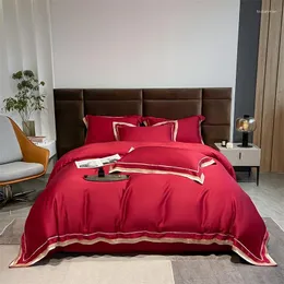 Set di biancheria da letto Rosso Bianco bianco giallo Lyocell set naturale Friendly Silky Wirset Coperchio Fece piatto/aderente